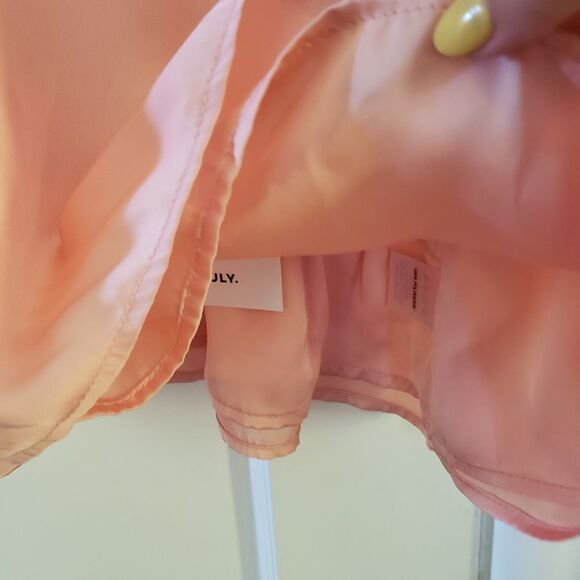 Truly Pink Satin Lined Cami Style Tank Tie Shoulder Smocked Back Size Small - Picture 6 of 8